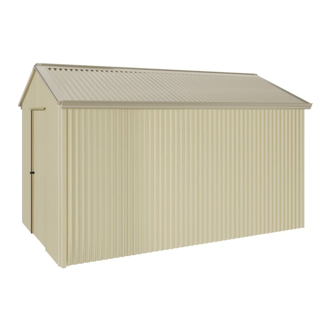Handi-Heritage Shed H4 3.96X2.52 Roof:Merino Wall:Primrose Gable End Single Door