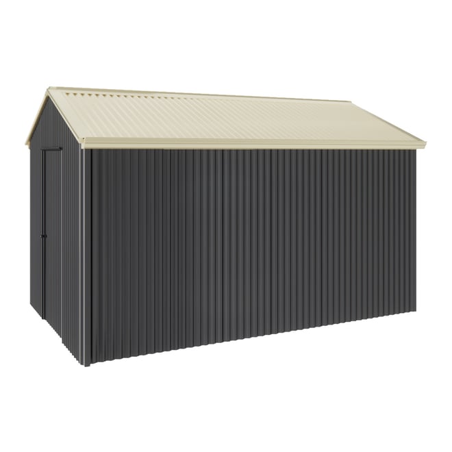 Handi-Heritage Shed H4 3.96X2.52 Roof:Primrose Wall:Gun Metal Grey Gable End Single Door