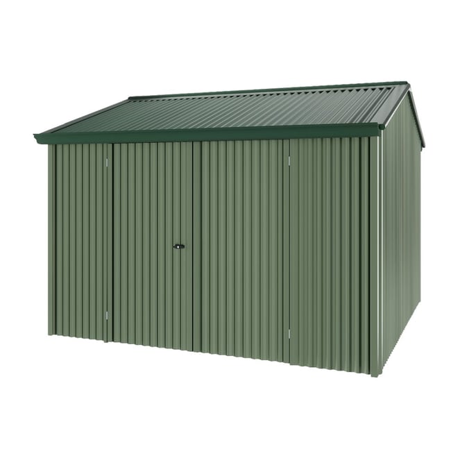 Handi-Heritage Shed H3 3.30X3.30 Roof:Caulfield Green Wall:Rivergum Front/Rear Double Door