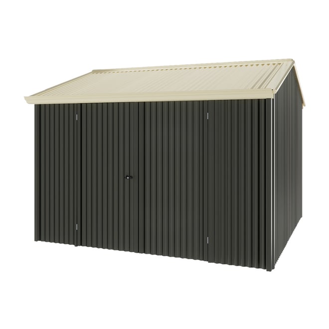 Handi-Heritage Shed H3 3.30X3.30 Roof:Primrose Wall:Slate Grey Front/Rear Double Door