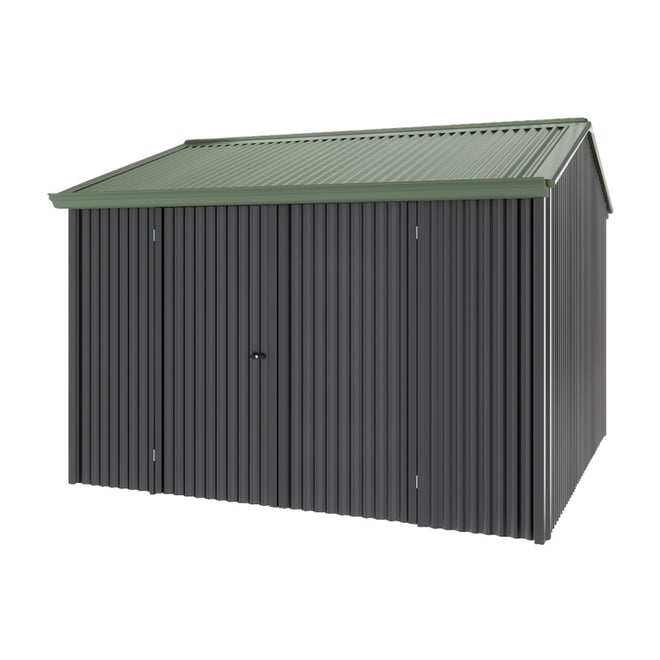 Handi-Heritage Shed H3 3.30X3.30 Roof:Rivergum Wall:Gun Metal Grey Front/Rear Double Door