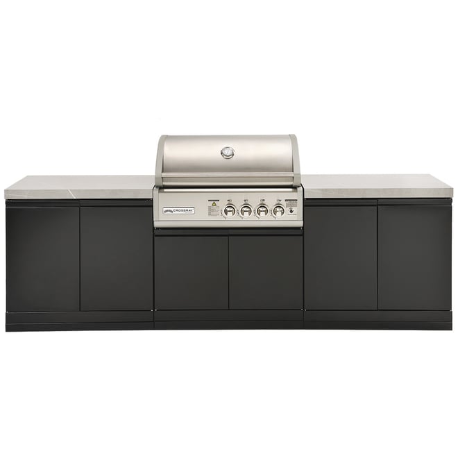 CROSSRAY 4 Burner Gas Outdoor Kitchen With Double Cabinets