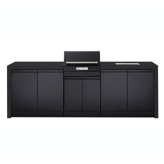 CROSSRAY eXtreme Electric Black Outdoor Kitchen With Double Cabinets And Sink