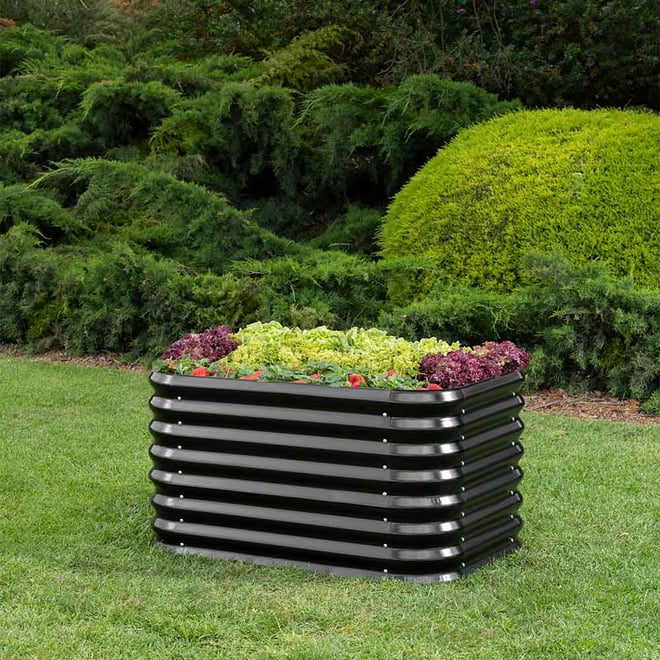Corrugated Garden Bed Double Height Ebony