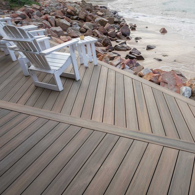 Eva-Last Infinity Composite Decking Board Starter Swiss Oak 5450mm