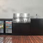 CROSSRAY Premium Xplor 4 Burner Gas Outdoor Kitchen With Double Door Fridge And Sink In Black
