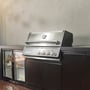 CROSSRAY Premium Xplor 4 Burner Gas Outdoor Kitchen With Double Door Fridge And Sink In Black