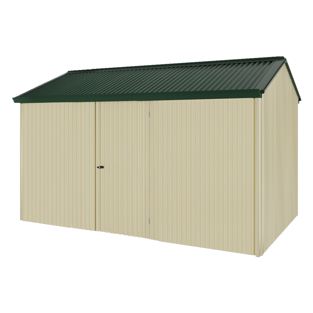 Handi-Heritage Shed H4 3.96X2.52 Roof:Caulfield Green Wall:Primrose Front/Rear Single Door