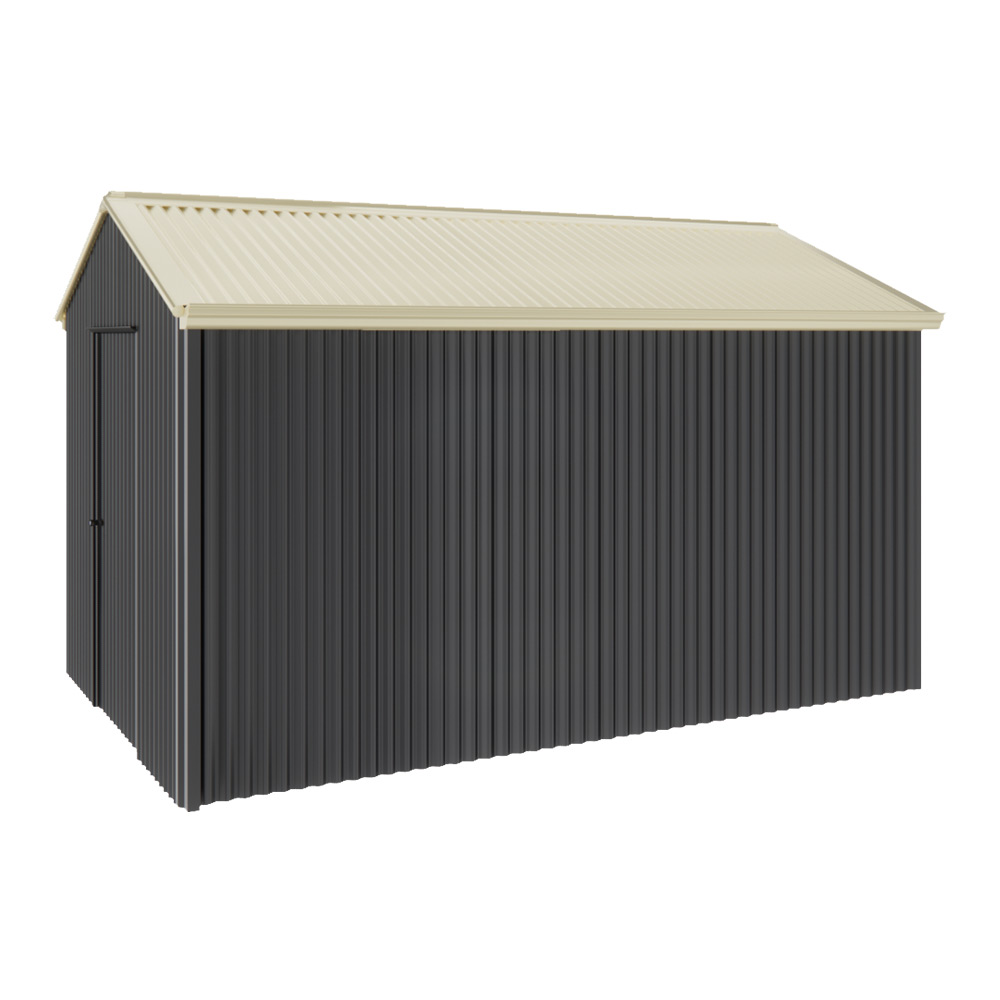 Handi-Heritage Shed H4 3.96X2.52 Roof:Primrose Wall:Gun Metal Grey Gable End Single Door