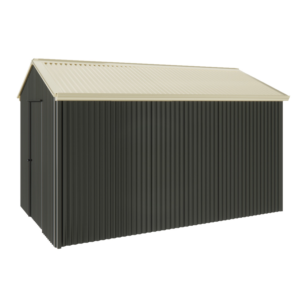 Handi-Heritage Shed H4 3.96X2.52 Roof:Primrose Wall:Slate Grey Gable End Single Door
