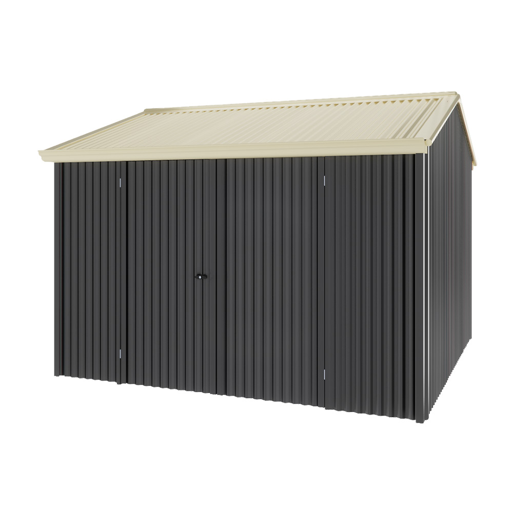 Handi-Heritage Shed H3 3.30X3.30 Roof:Primrose Wall:Gun Metal Grey Front/Rear Double Door