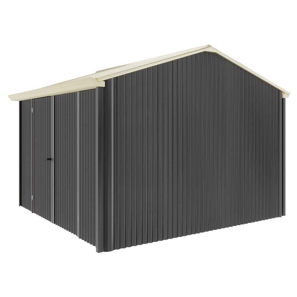 Handi-Heritage Shed H3 3.30X3.30 Roof:Primrose Wall:Gun Metal Grey Front/Rear Double Door