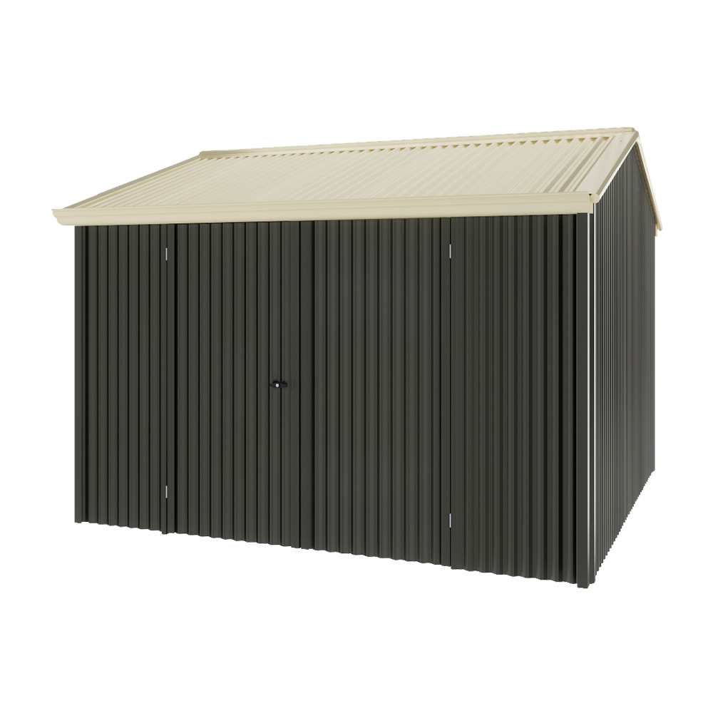 Handi-Heritage Shed H3 3.30X3.30 Roof:Primrose Wall:Slate Grey Front/Rear Double Door