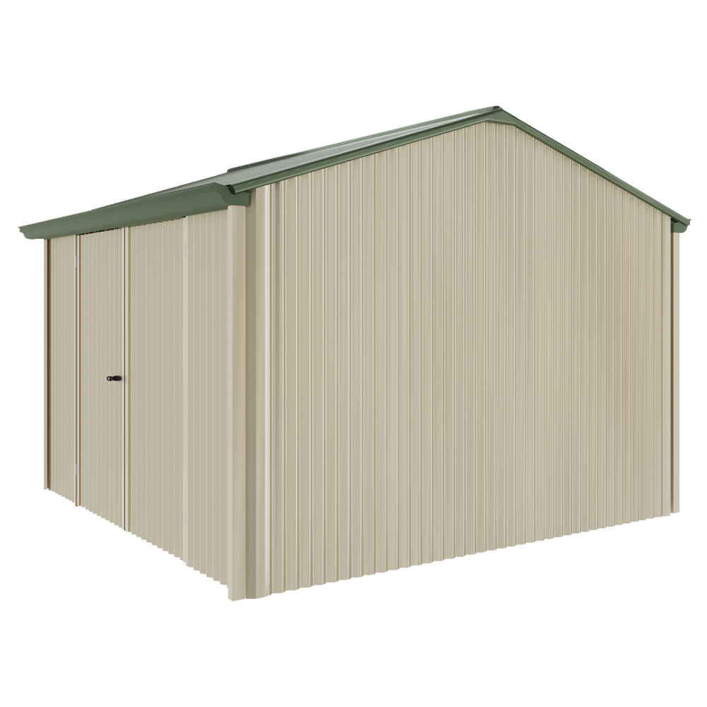 Handi-Heritage Shed H3 3.30X3.30 Roof:Rivergum Wall:Merino Front/Rear Double Door
