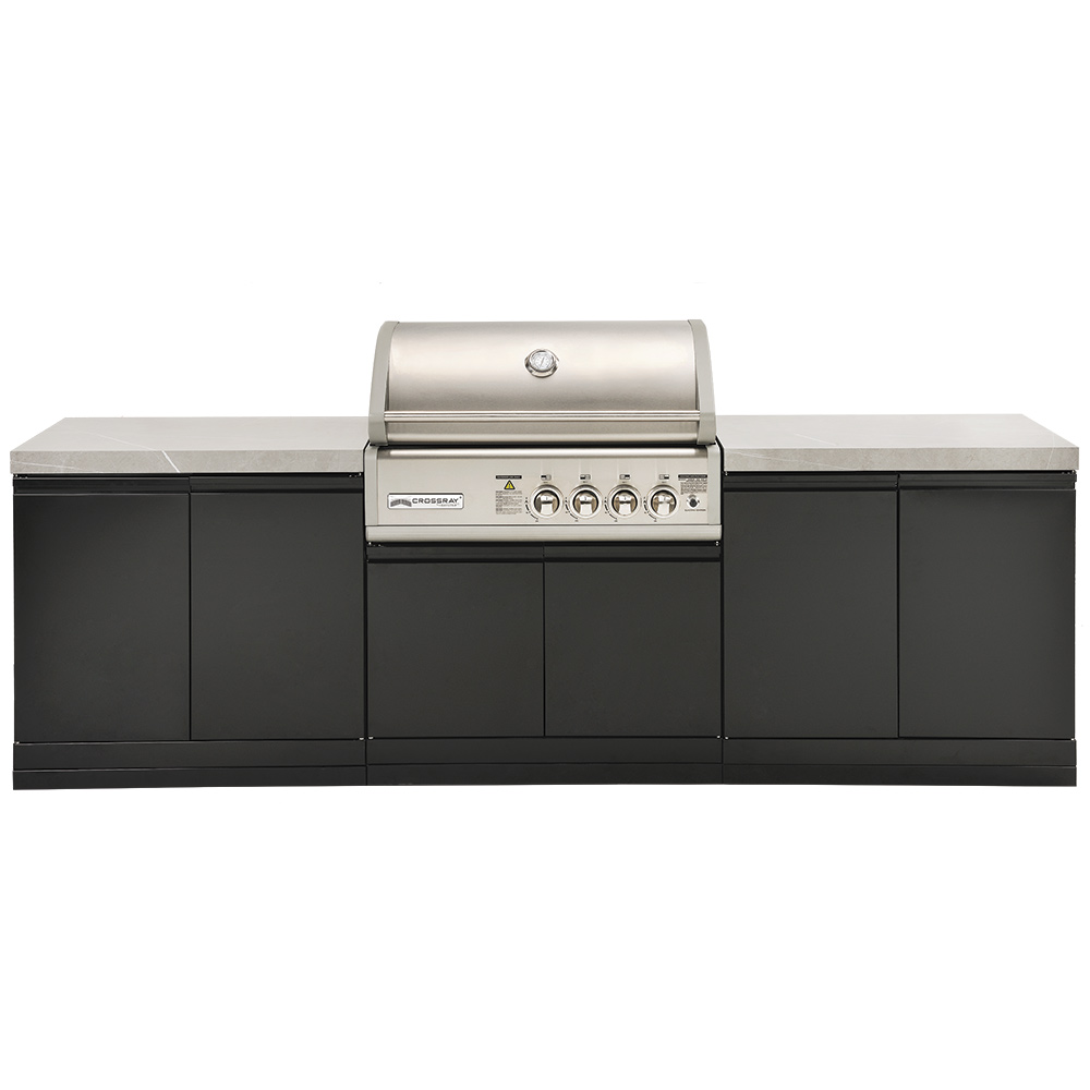 CROSSRAY 4 Burner Gas Outdoor Kitchen With Double Cabinets