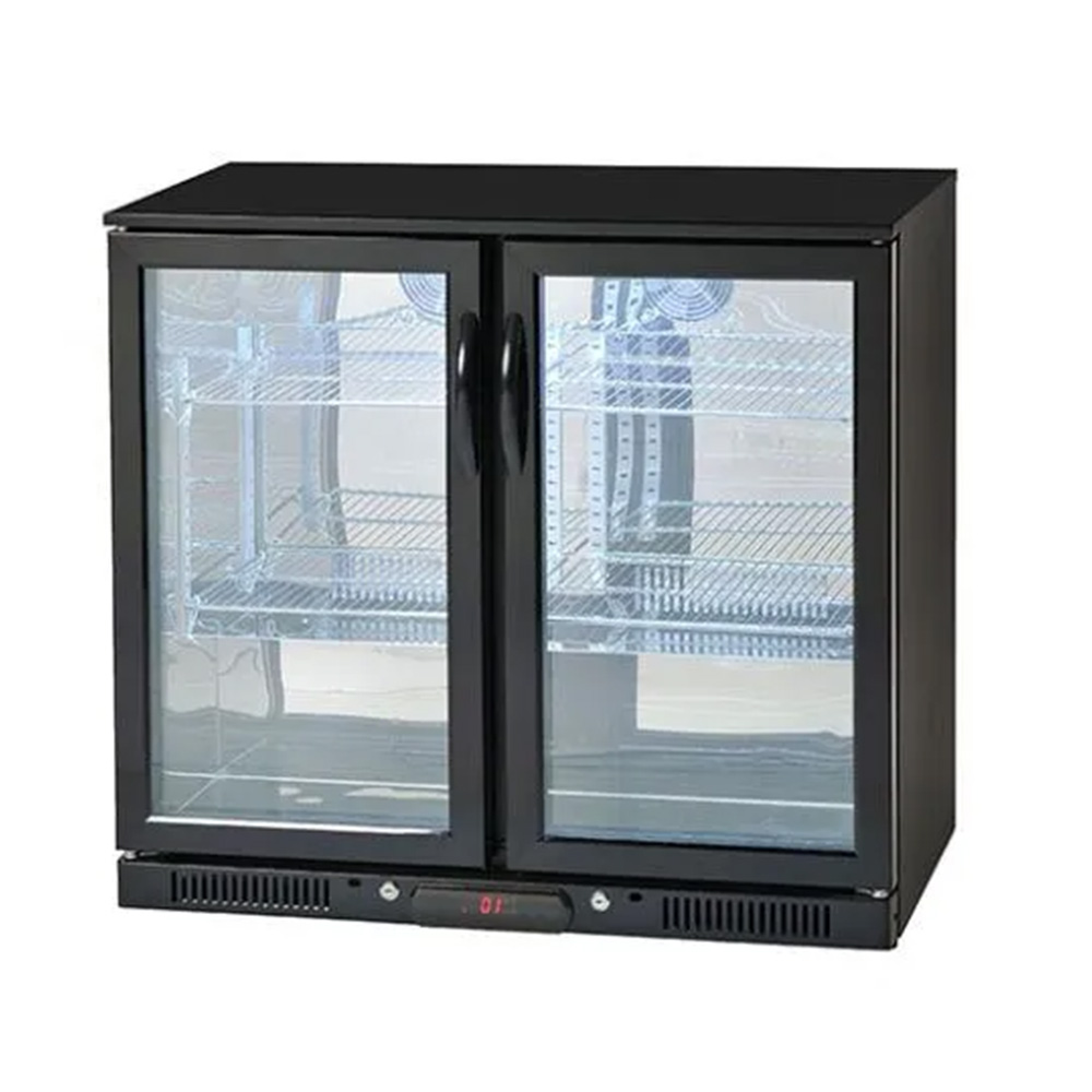 CROSSRAY Double Door Black 208L Fridge