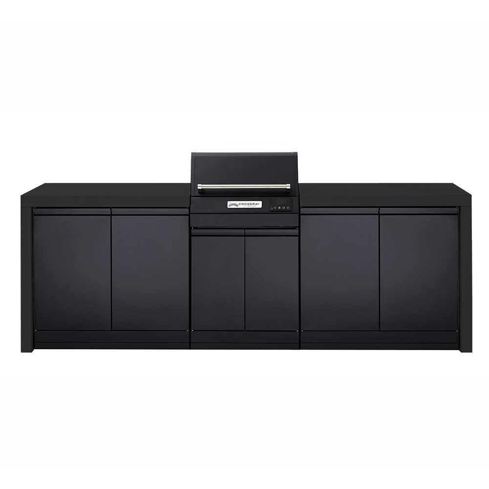 CROSSRAY eXtreme Electric Black Outdoor Kitchen With Double Cabinets