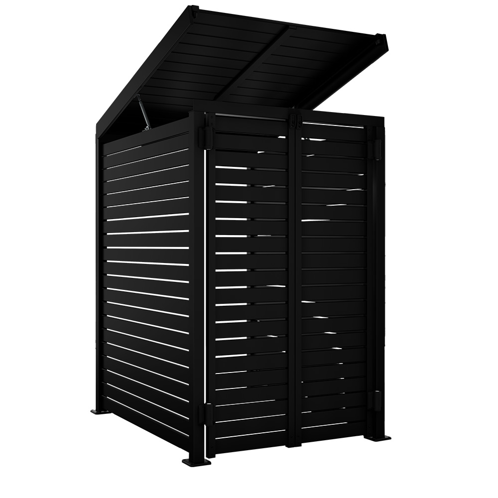 Slat Pool Pump Cover 1200 x 1489 x 982mm Black Double Door With Lid