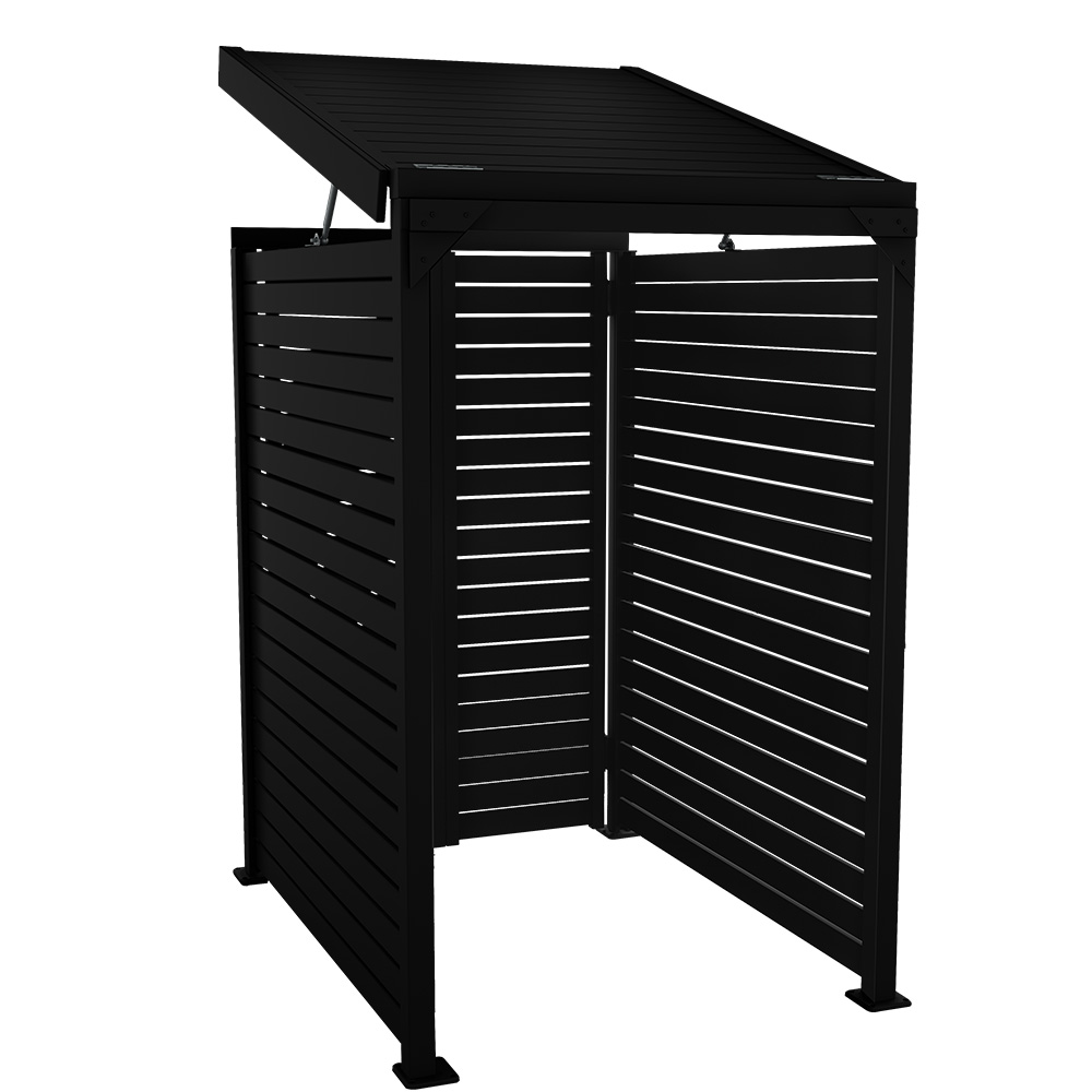 Slat Pool Pump Cover 1200 x 1489 x 982mm Black Double Door With Lid