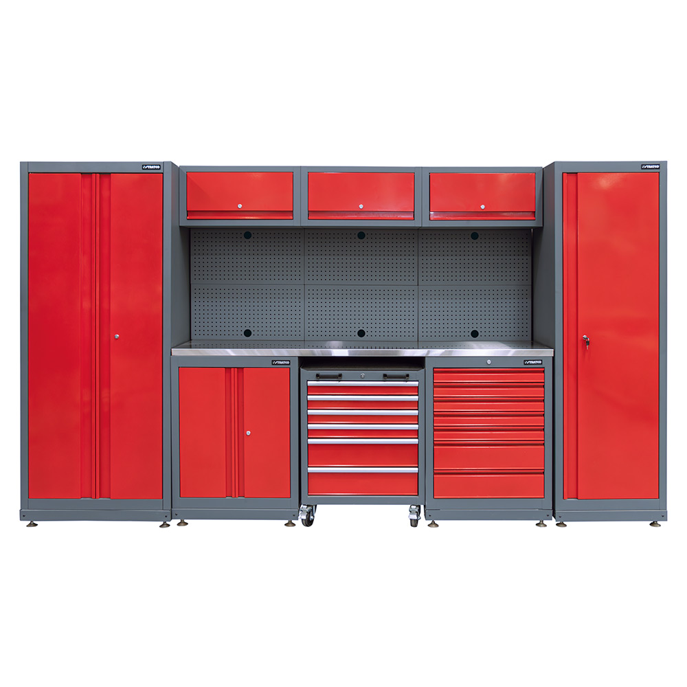Stratco Red Workshop Kit with Bonus 2 Door Tall Cabinet